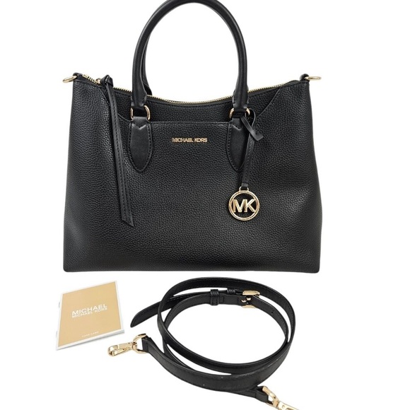 Michael Kors Austen Medium Pebbled Leather Satchel Handbag - Picture 2 of 8